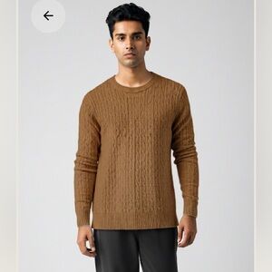 J. Crew Tan Cable Knit Crewneck Sweater large soft